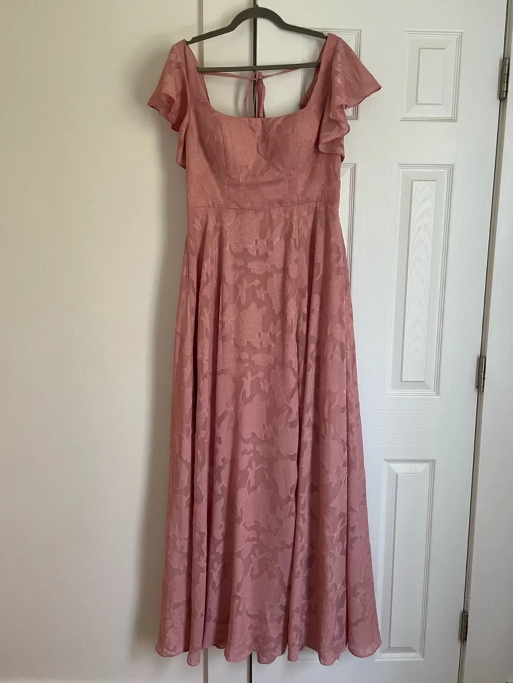 Azazie Bondi Rosette A-Line Side Slit Floral Burnout Dress - Size 12 - Picture 3 of 16